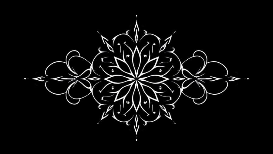 Intricate abstract logo on black background representing AI music generation tool