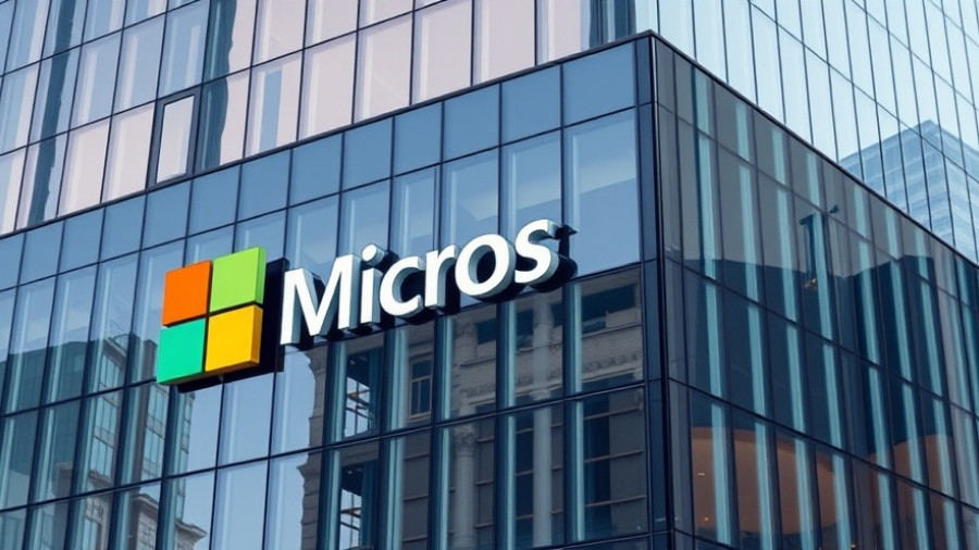 Microsoft logo on a modern office building in an urban setting.