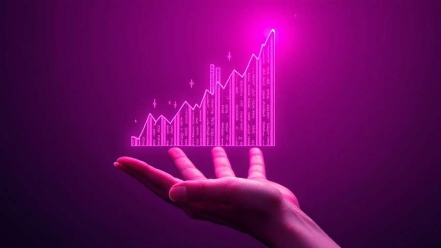 Futuristic virtual graph rising from hand, symbolizing Nvidia market cap predictions.