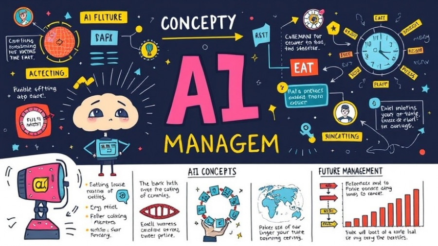 Hand-drawn infographic about AI and management concepts, agentic AI theme.