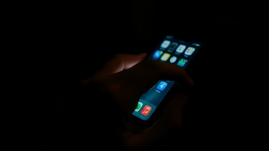 Dimly lit smartphone with AI app icons, related to AI and Mental Health Crisis.