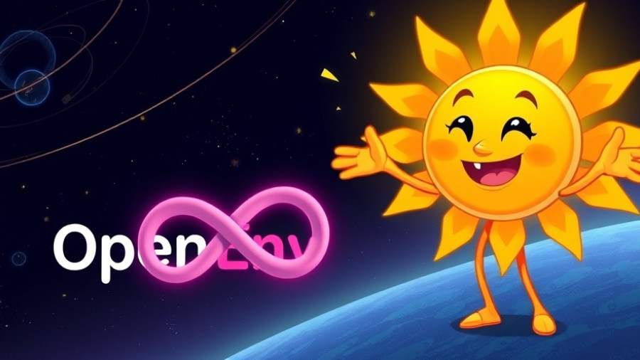 Animated sun and infinity symbol promoting OpenEnv in a cosmic setting.