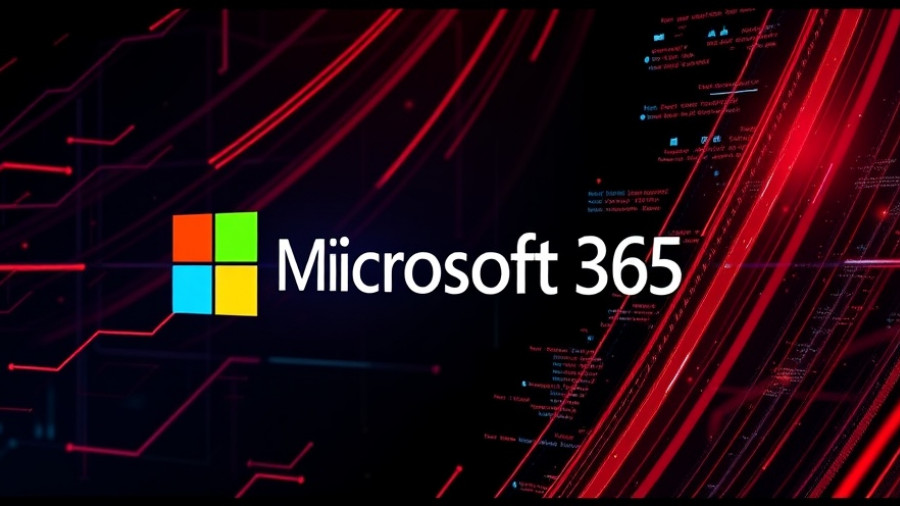 Microsoft 365 logo with dynamic red streaks, futuristic design.