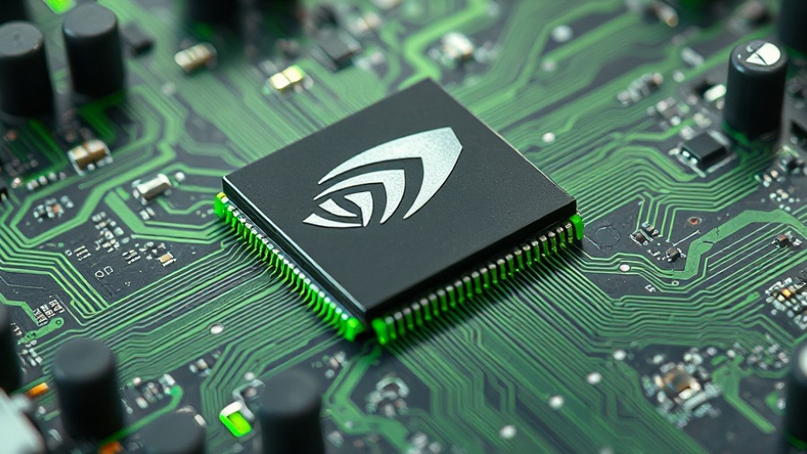 Close-up of Nvidia Blackwell chip on a circuit board.