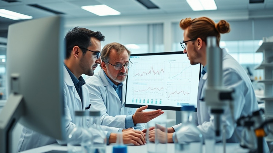 Scientists analyzing data on screen in a lab setting, showcasing AI in the news.