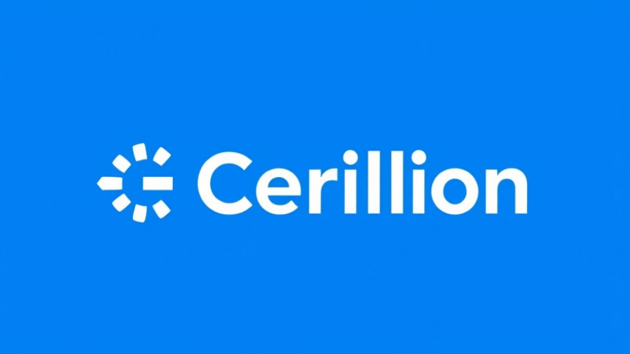 Cerillion brand logo on blue background, Cerillion 25.2 AI launch.