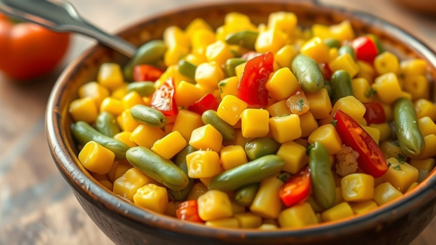 Easy Thanksgiving succotash recipe with corn and lima beans in a bowl.