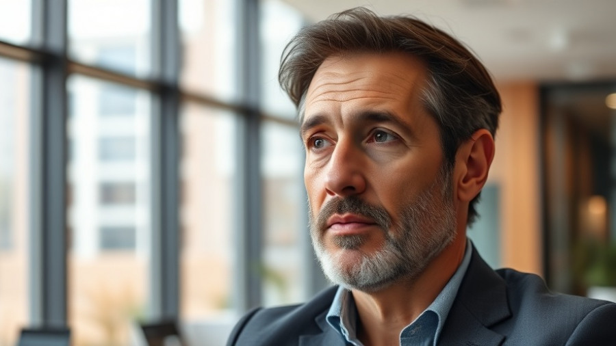 Middle-aged man in office, AI Leadership Program discussion.