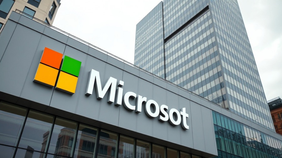 Modern Microsoft building with glass facade in overcast lighting