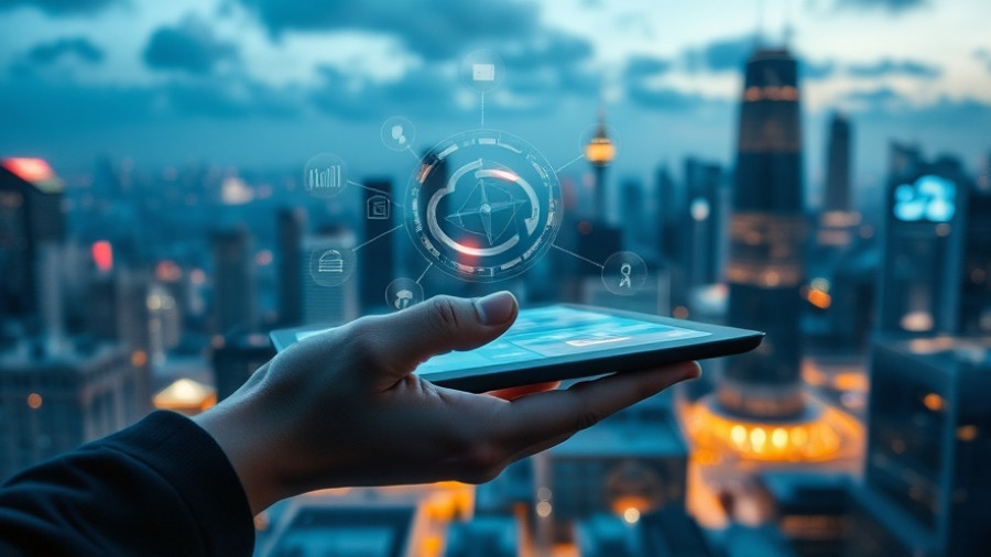 Hand interacts with digital tablet in futuristic cityscape. Are Agentic AI Browsers Safe?