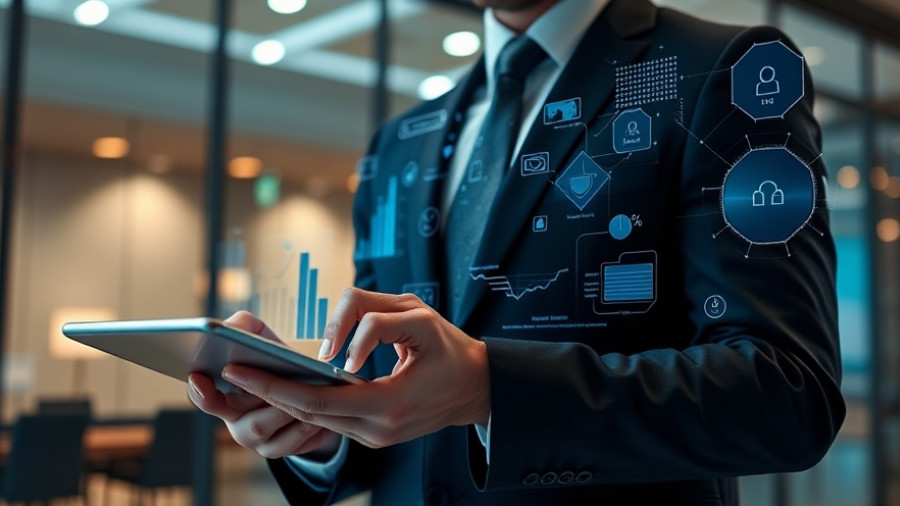 Business professional using tablet with holographic data, agentic AI.