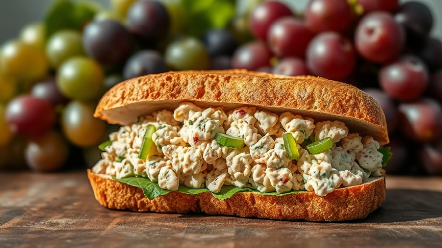 Close-up of an easy tuna salad sandwich on whole wheat bread.