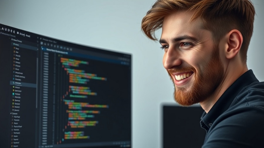 Digital interface of Claude AI code editor with a smiling man in view.