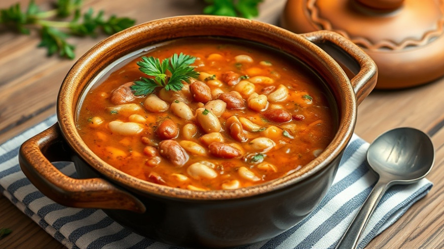 Hearty bean soup in a pot, best bean soup recipes.