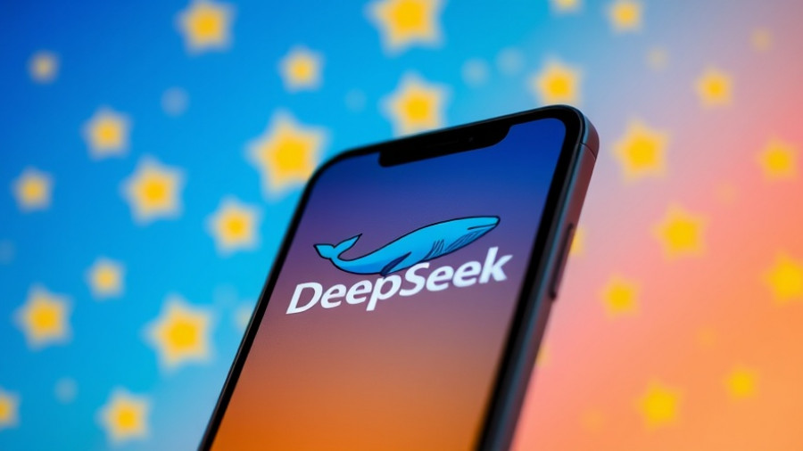 DeepSeek logo on smartphone with EU stars background.