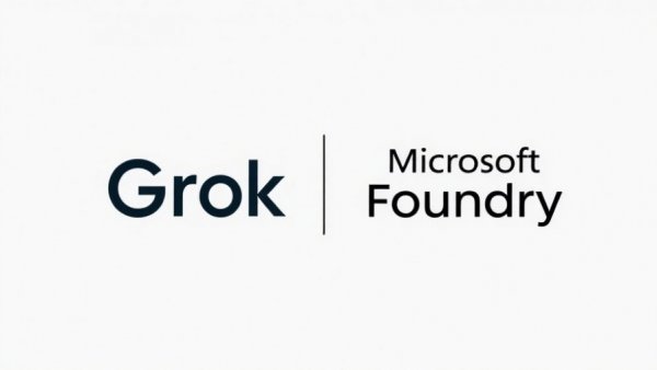 Minimalist logos of Grok and Microsoft Foundry on white background.