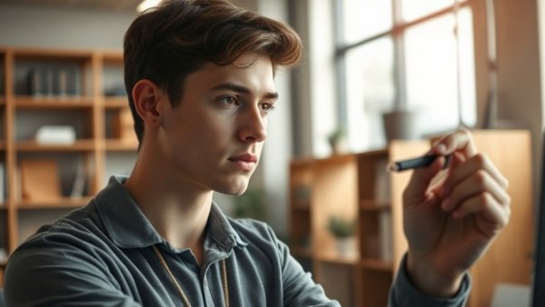 Focused young man writing on office glass discussing perplexity AI