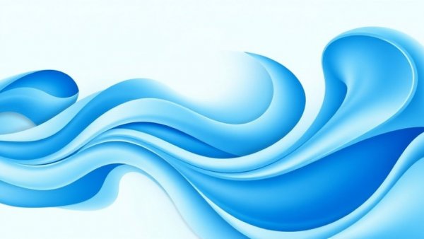 Abstract blue swirl patterns on a light blue background.