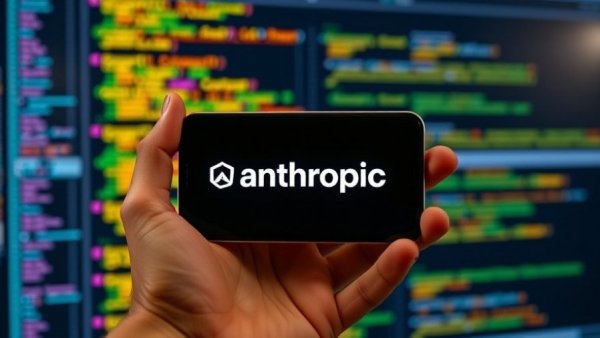 Anthropic logo on smartphone with code background, Anthropic funding round valuation
