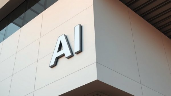 Close-up view of 'AI' lettering on a modern structure.