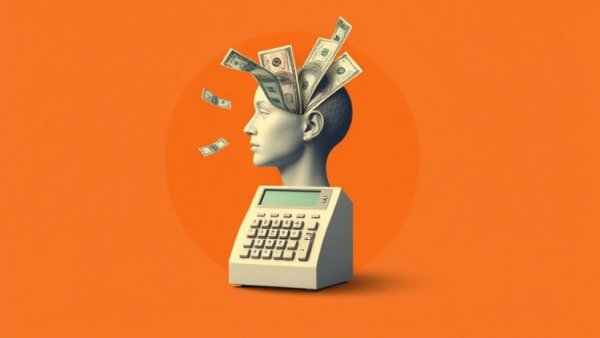 Creative illustration of human head with cash register for anthropic AI valuation concept.