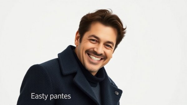 Confident man in a dark coat smiling with a plain white background.