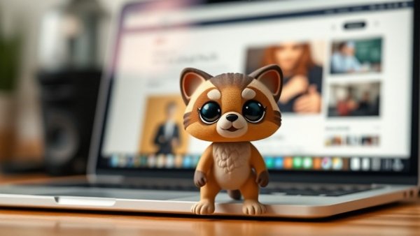 Cute octocat figurine in front of laptop screen with Claude AI webpage.