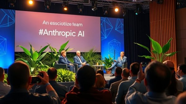 Panel discussion on Anthropic AI with speakers on green stage.