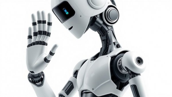 Futuristic humanoid robot for homes, isolated on white.