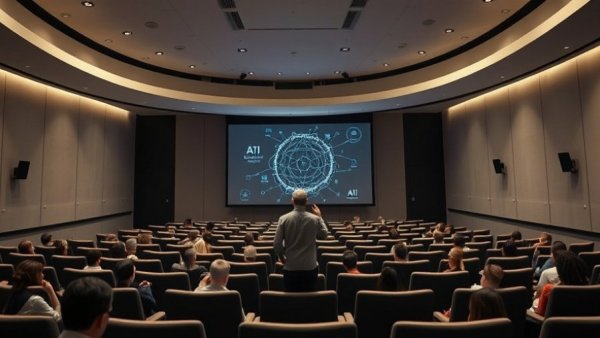 Privacy-focused Siri AI presentation in modern tech setting.