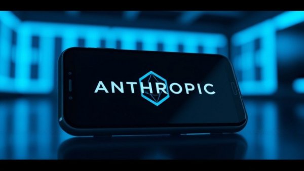 Smartphone with ANTHROPIC logo under blue light