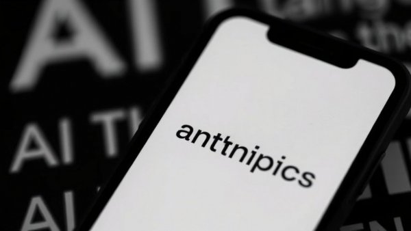 Anthropic AI logo on smartphone, highlighting cybersecurity vulnerabilities.