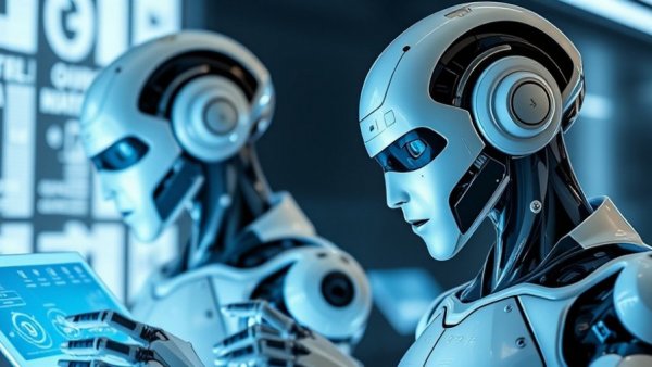 Futuristic robots working on digital screens, strategies needed to scale agentic AI.