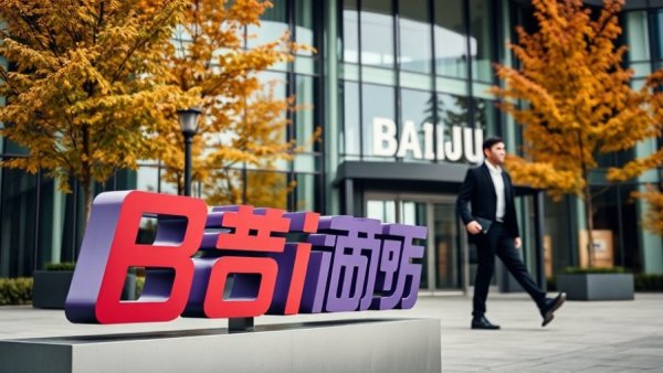 Agentic AI at Baidu headquarters with man on phone.
