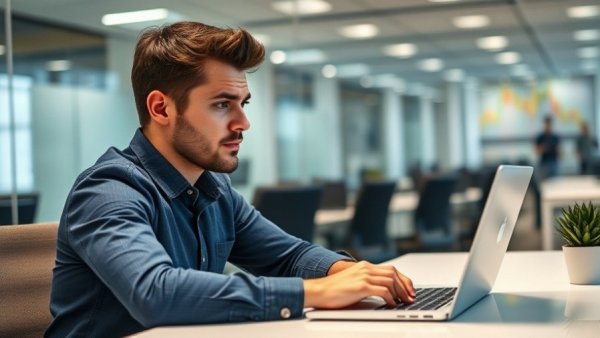 Young man analyzing financial charts, trending AI news context.