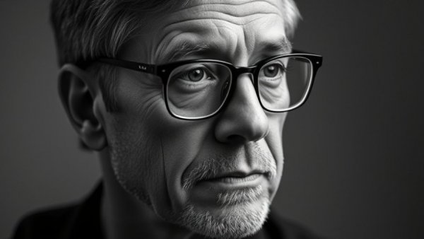 Man in glasses with thoughtful look, AI wellness investment