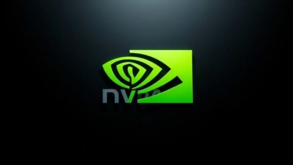Vibrant Nvidia logo with green tones, suggesting financial market influence.