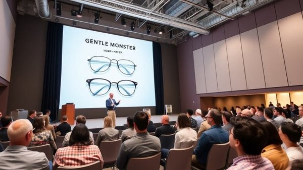 Conference on AI agents featuring smart eyewear brands Gentle Monster and Warby Parker.