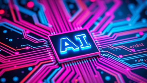 Futuristic Claude AI chip with glowing circuits.