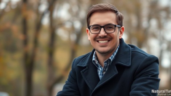 Businessman smiling outdoors discussing anthropic AI revenue.
