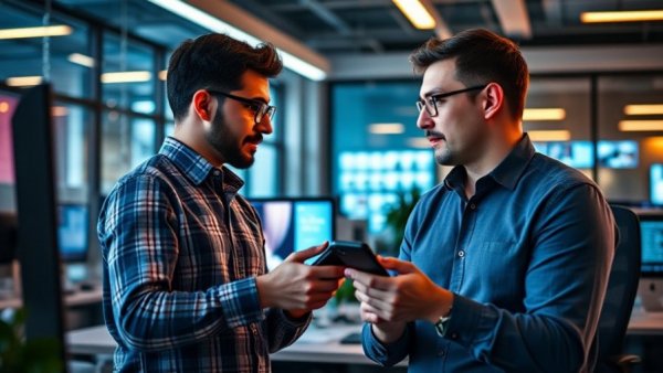 Developers working on app design in modern tech office; IREN AI Cloud Valuation.