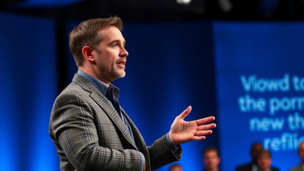 Professional speaker discussing anthropic AI news on stage.