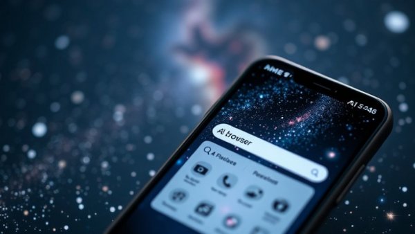 Perplexity AI's Comet browser interface with cosmic theme.