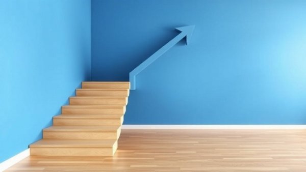 Abstract staircase forms upward arrow, symbolizing Nvidia stock dividend increase.