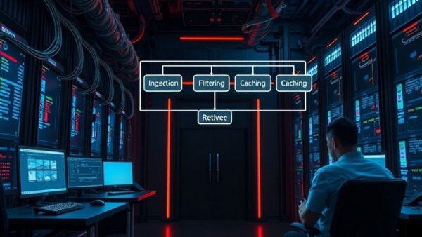 4-Tier Memory System for AI Agents illustrated with futuristic server setup.