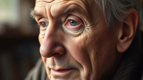 Elderly man with thoughtful expression, AI consciousness debate