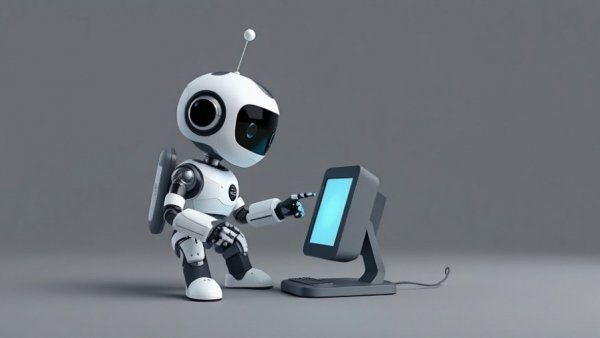 3D AI robot working, symbolizing building AI agents in Python.