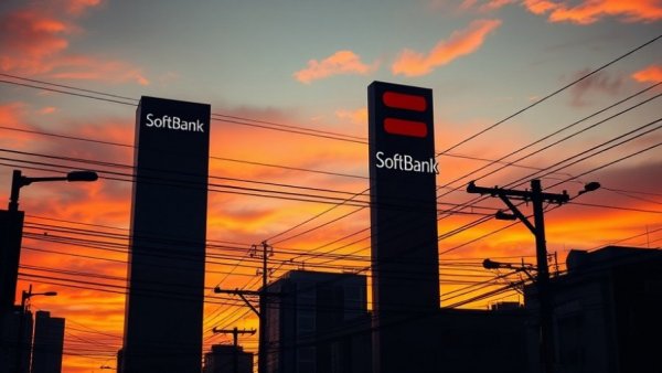 SoftBank sign at sunset with power lines, related to OpenAI IPO.