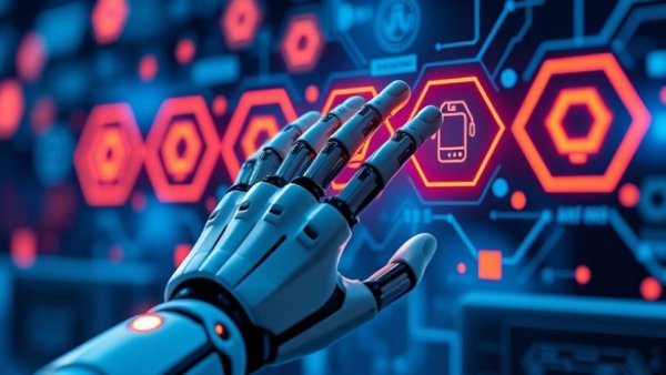 Robotic hand engaging with AI interface, symbolizing Pope Leo AI Regulation.