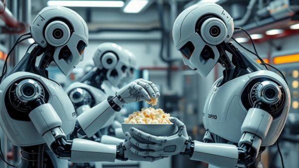 Robots in a lab performing tasks illustrating the CEO AI confidence gap.